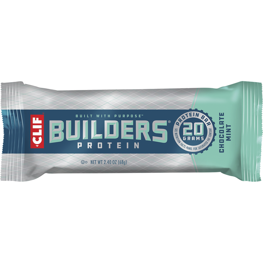 Clif Builders Protein bar packaging on a white background