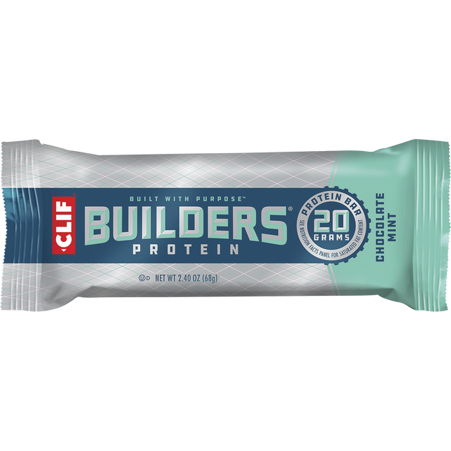 Clif Builders Protein bar packaging on a white background