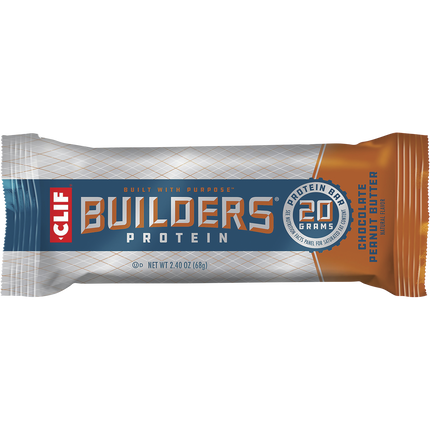 Clif Builders Protein bar packaging on a white background