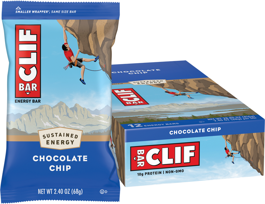 Clif chocolate chip energy bar multipack for sustained fuel