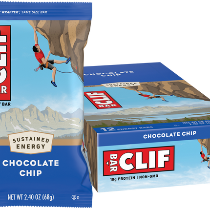 Clif chocolate chip energy bar multipack for sustained fuel