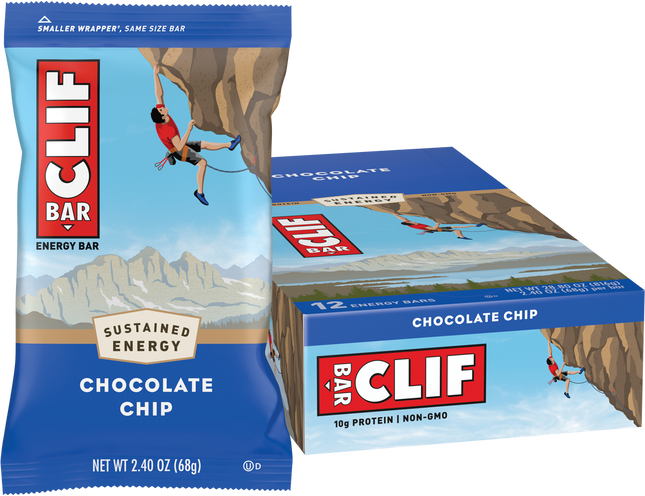 Clif chocolate chip energy bar multipack for sustained fuel