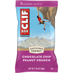 Clif Bar energy bar packaging with a climber on a mountain background