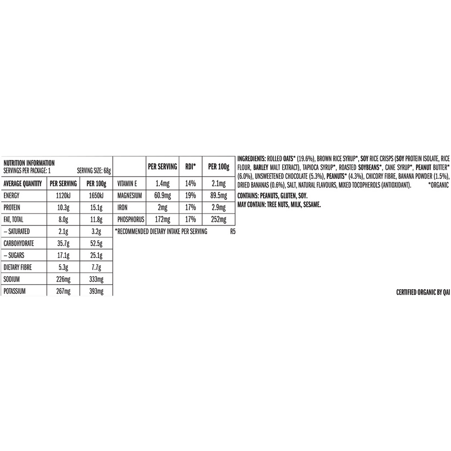 Nutritional information label on a white background