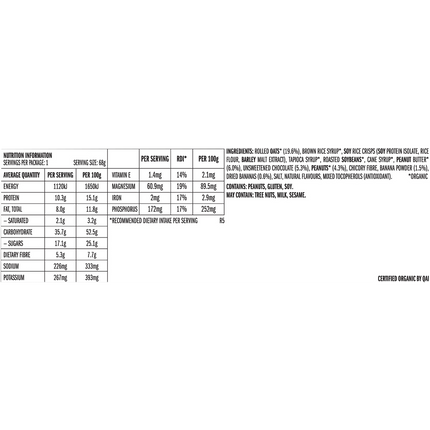 Nutritional information label on a white background