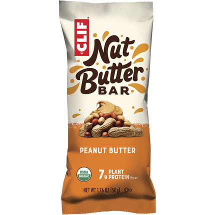 Clif Nut Butter Bar packaging with peanut imagery on a white background