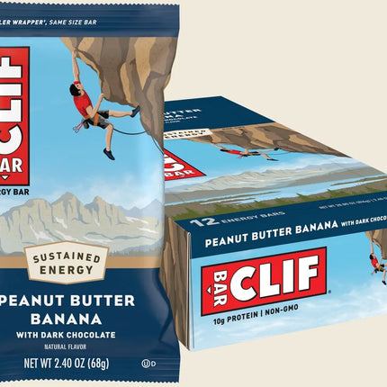Clif peanut butter banana energy bar with dark chocolate flavour