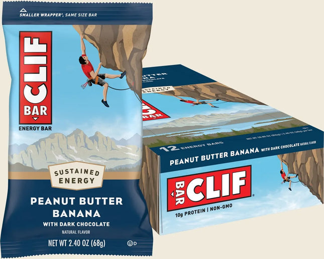 Clif peanut butter banana energy bar with dark chocolate flavour