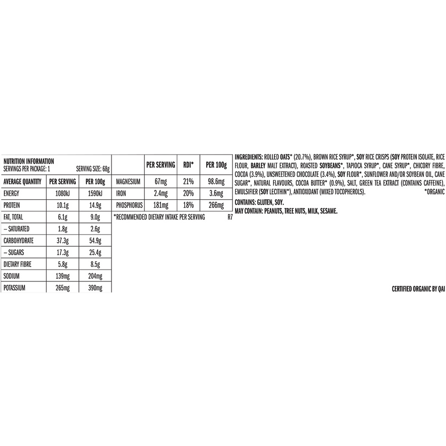 Nutrition label with detailed information on a white background