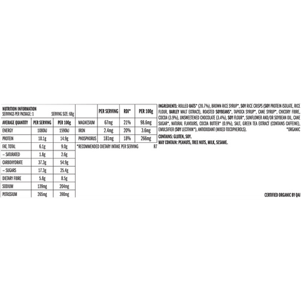 Nutrition label with detailed information on a white background