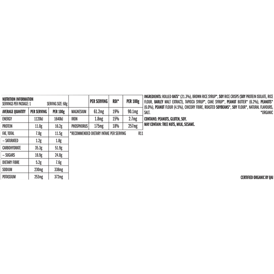 Nutrition label with detailed information on a white background