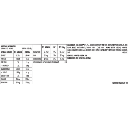 Nutrition label with detailed information on a white background