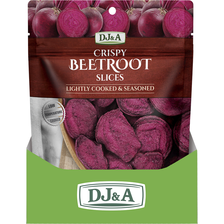 Close-up beetroot chip texture — crispy, thin, natural colour