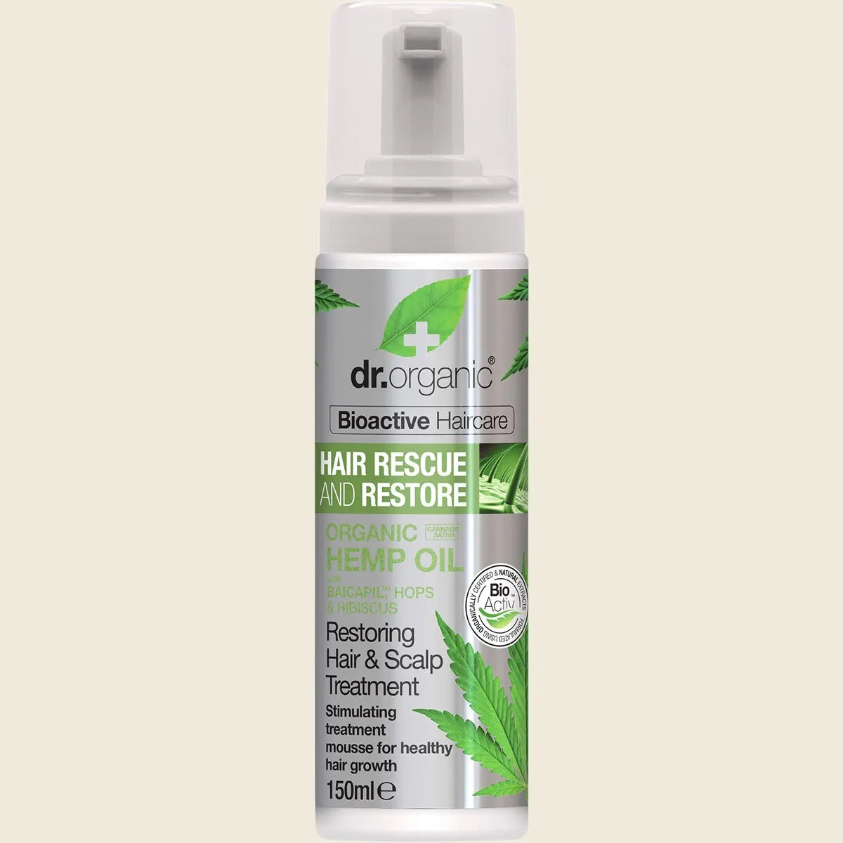 Dr. Organic Hair & Scalp Treatment Mousse Rescue Restore Hemp Oil 150ml