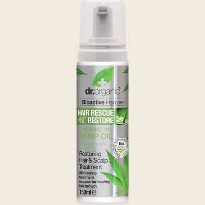 Dr. Organic Hair & Scalp Treatment Mousse Rescue Restore Hemp Oil 150ml