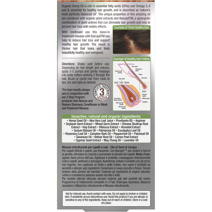 Hair & Scalp Treatment Mousse Rescue Restore Hemp Oil