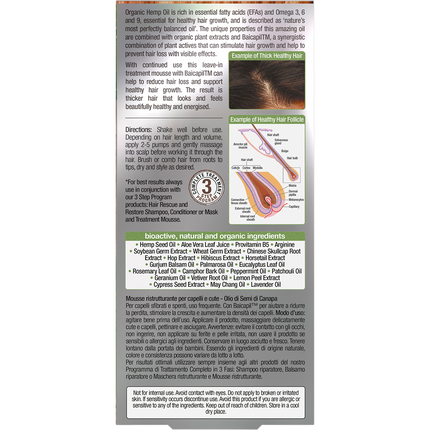 Hair & Scalp Treatment Mousse Rescue Restore Hemp Oil