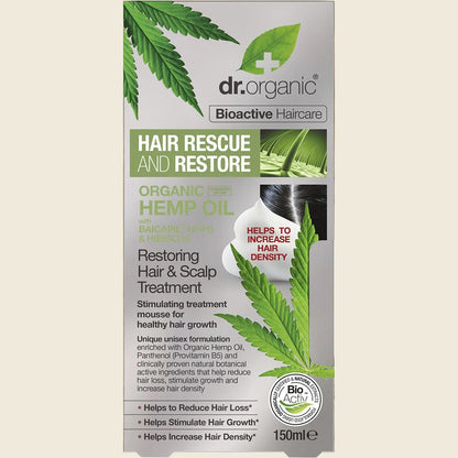 Dr. Organic Hair & Scalp Treatment Mousse Rescue Restore Hemp Oil 150ml