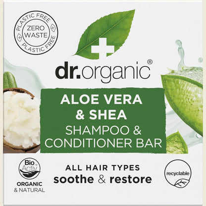 Dr. Organic Shampoo & Conditioner Bar Aloe Vera & Shea All Hair 75g