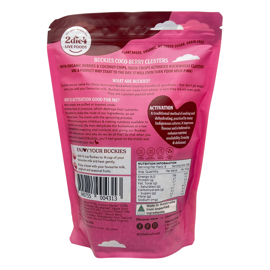 Organic Activated Buckies Coco-Berry Clusters