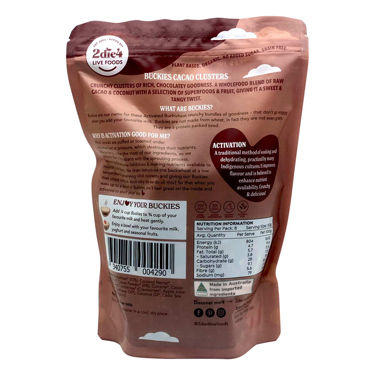 Organic Activated Buckies Cacao Clusters