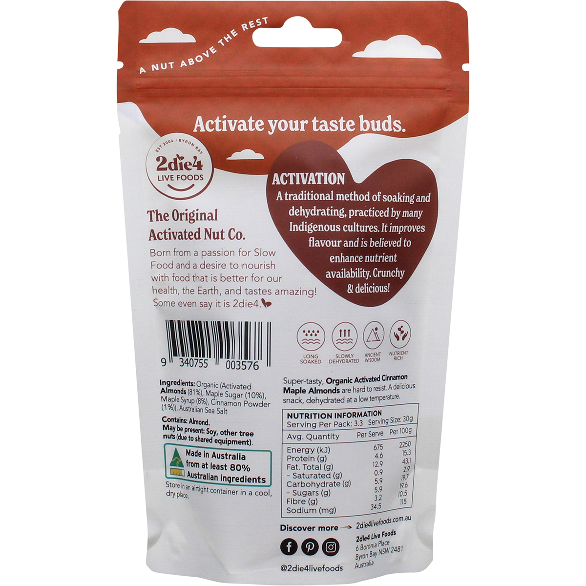Organic Activated Almonds Cinnamon Maple
