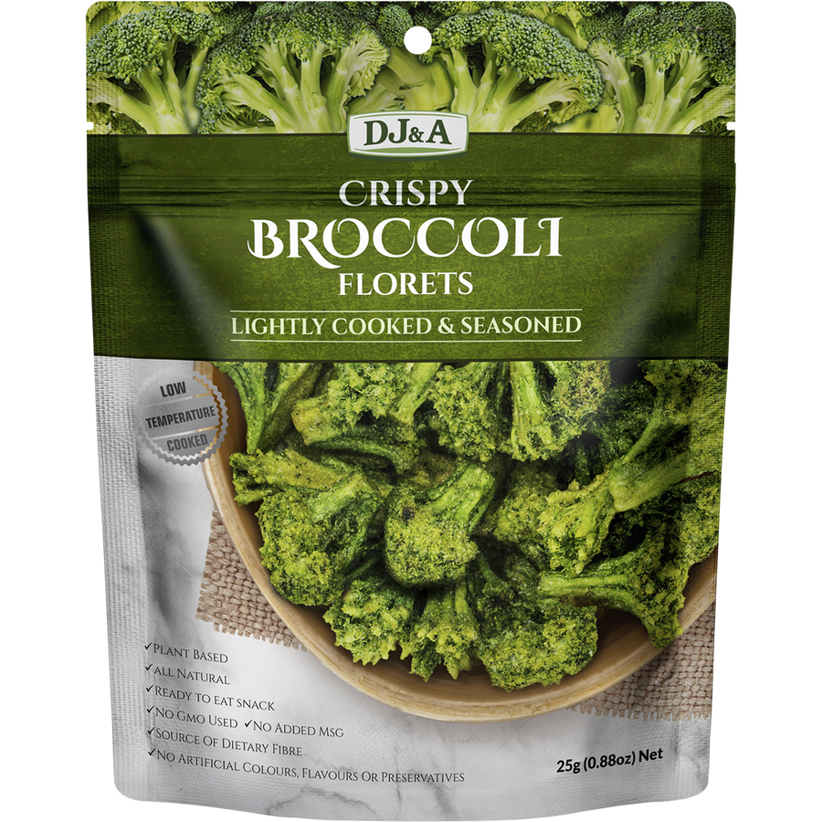 DJ&A Crispy Broccoli Florets in a crunchy snack form