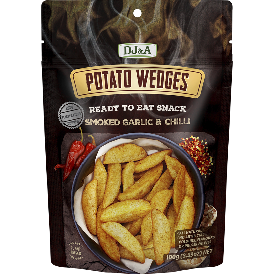DJ&A potato wedges with smoked garlic and chilli seasoning