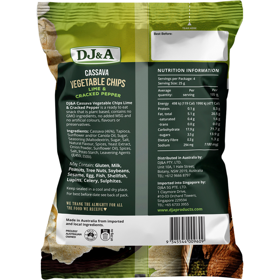 DJ&A Cassava Vegetable Chips Lime & Cracked Pepper