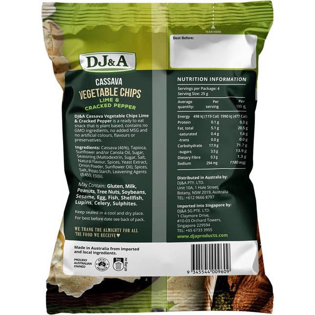 DJ&A Cassava Vegetable Chips Lime & Cracked Pepper