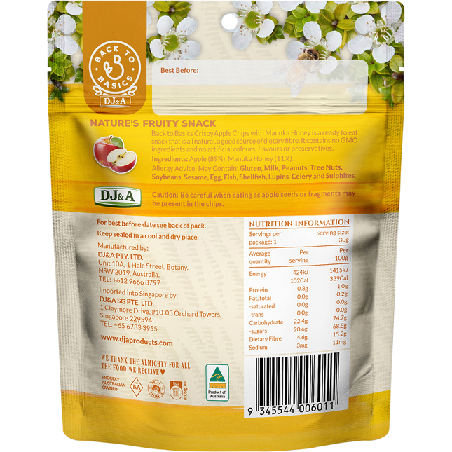 DJ&A Crispy Apple Chips with Manuka Honey