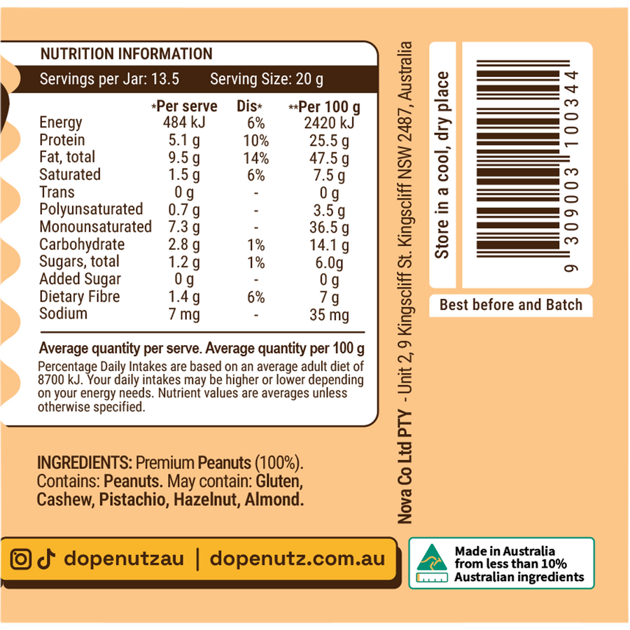 Dope Nutz Peanut Butter Natural