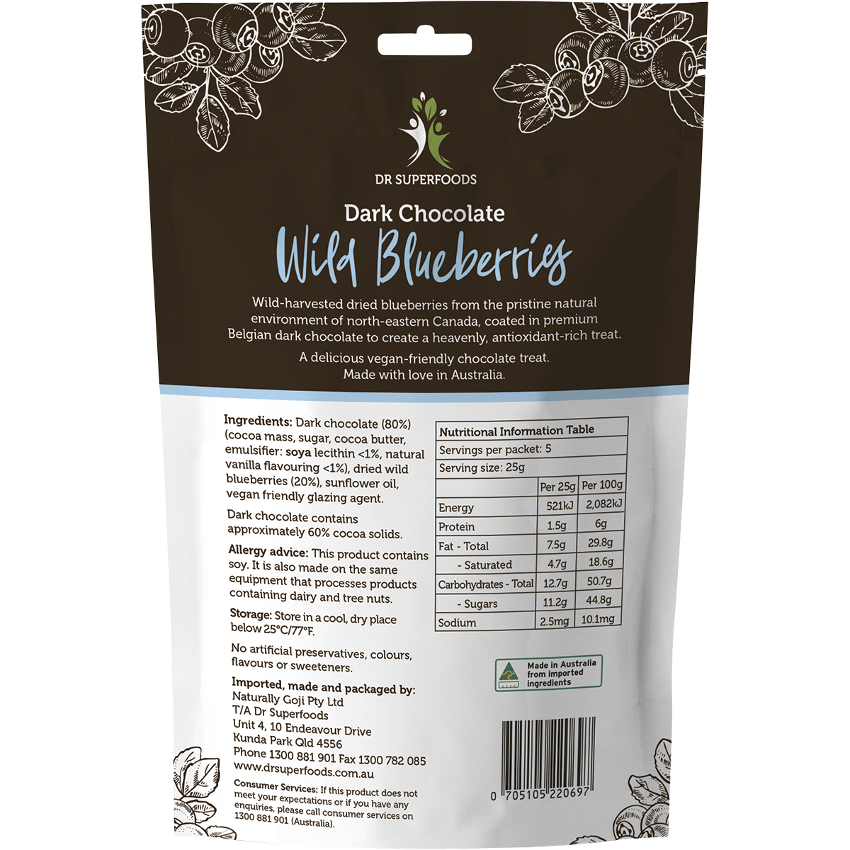 Wild Blueberries Dark Chocolate