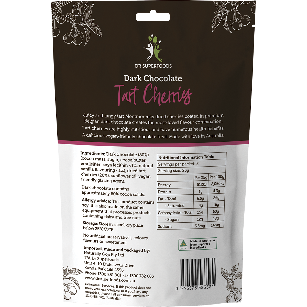 Tart Cherries Dark Chocolate