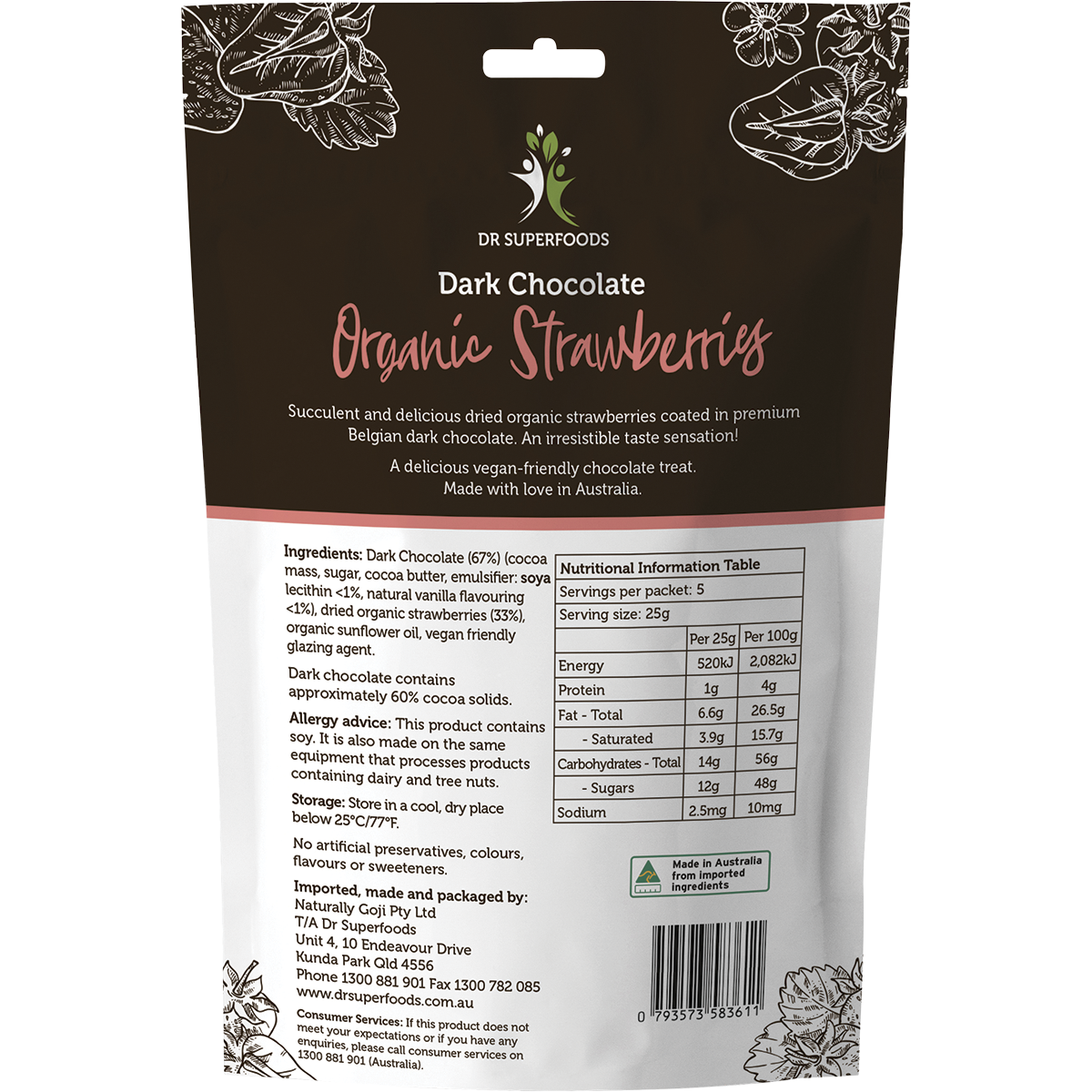 Strawberries Organic Dark Chocolate