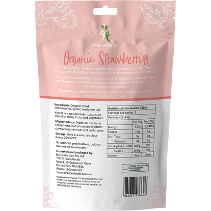 Dr Superfoods Dried Strawberries Organic Label