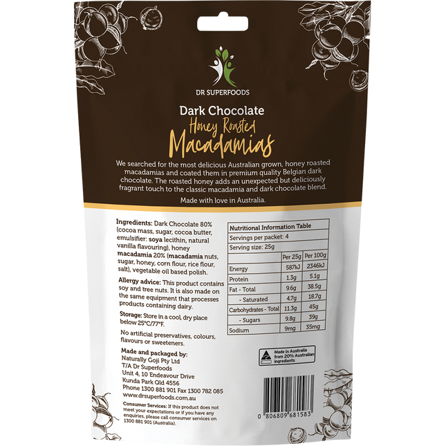Honey Roasted Macadamias Dark Chocolate