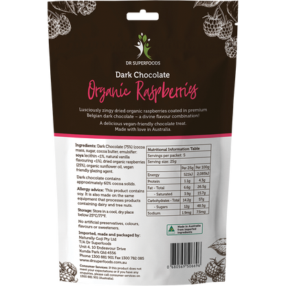 Raspberries Organic Dark Chocolate