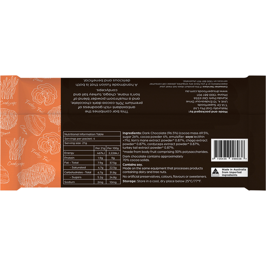 Dr Superfoods Dark Chocolate Bar Peak Performance