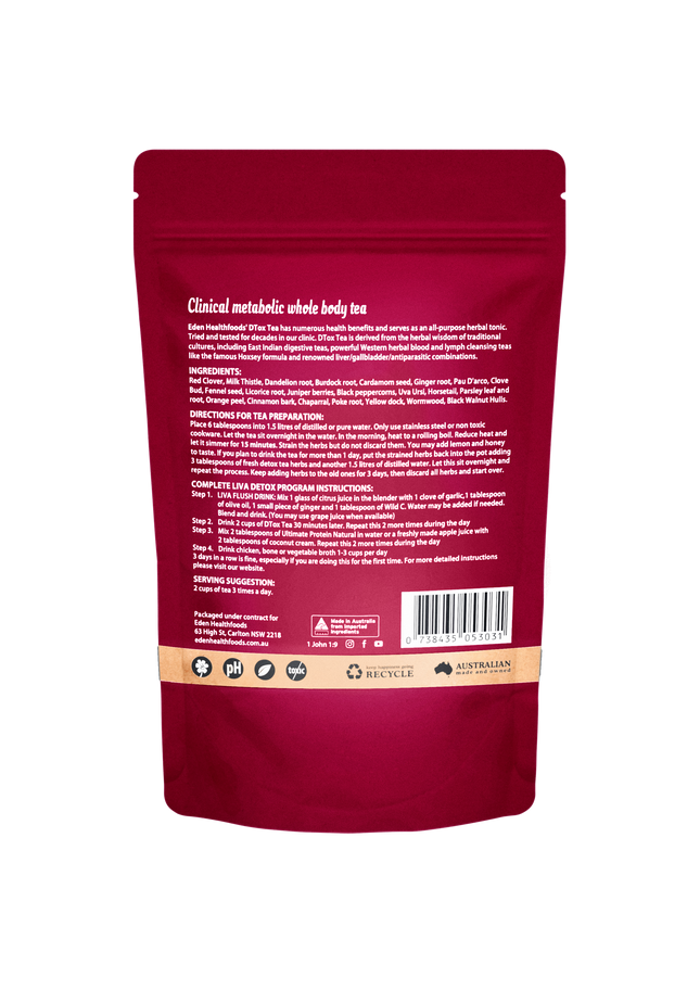 Eden Healthfoods Dtox Tea Organic Herbal Tea Back Side