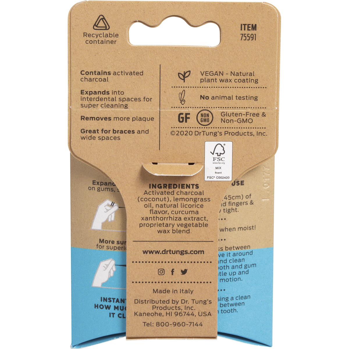 Smart Vegan Dental Floss Activated Charcoal Lemongrass