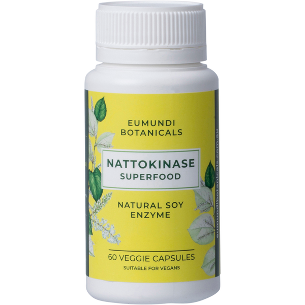 Eumundi Botanicals Nattokinase Natural Soy Enzyme 60 Capsules front bottle