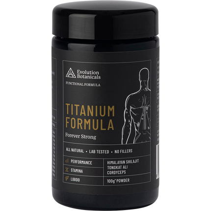 Evolution Botanicals Titanium Formula Forever Strong supplement bottle