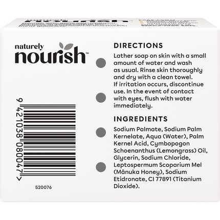Natural Soap Bar Lemongrass & Manuka Honey