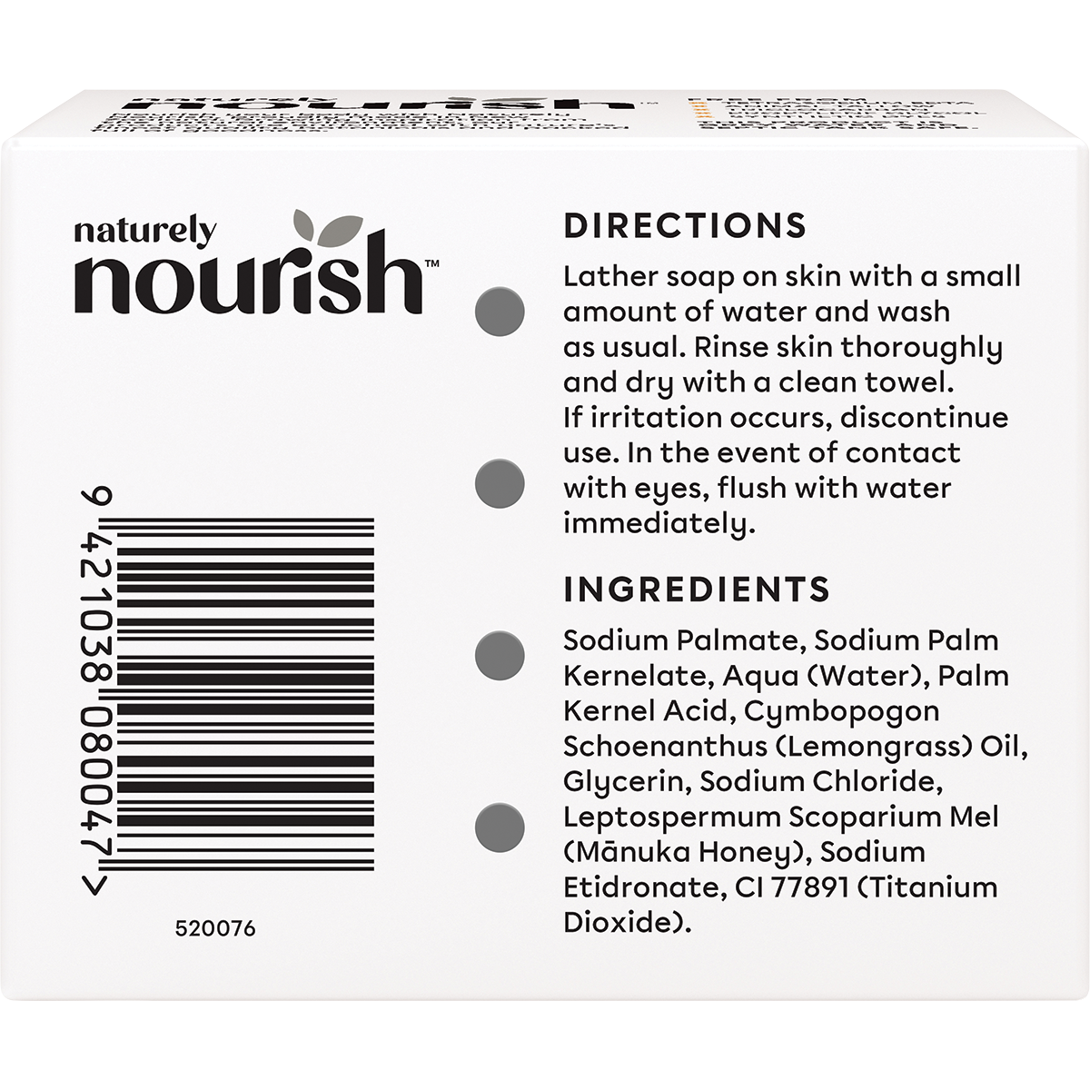 Natural Soap Bar Lemongrass & Manuka Honey