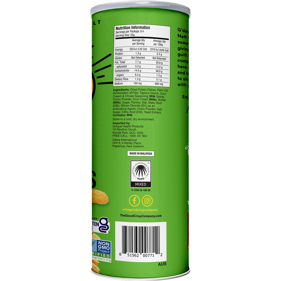 The Good Crisp Company Potato Crisps Sour Cream & Chives