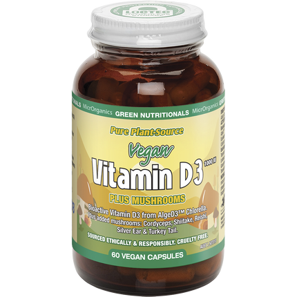 Green Nutritionals Vitamin D3 1000IU + Mushrooms 60 Caps