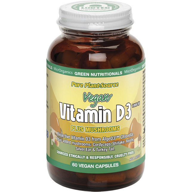 Green Nutritionals Vitamin D3 1000IU + Mushrooms 60 Caps