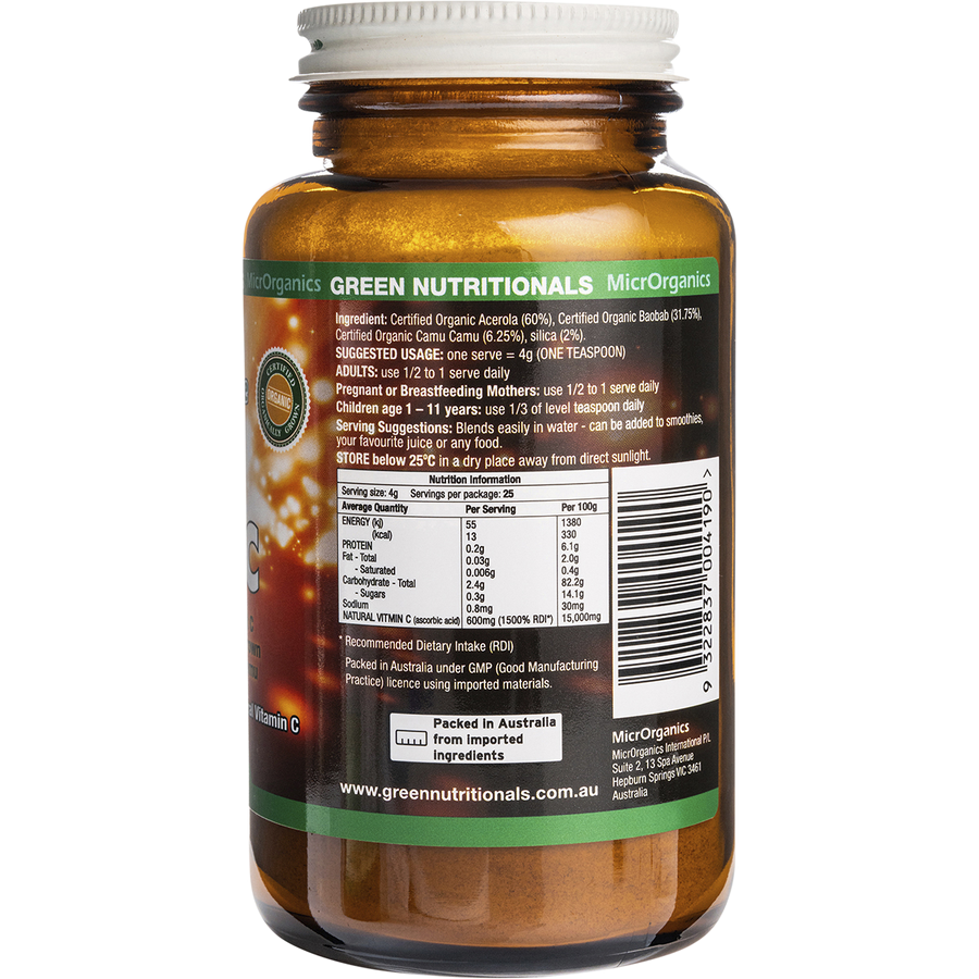 Organic Green Vitamin C Powder 600mg