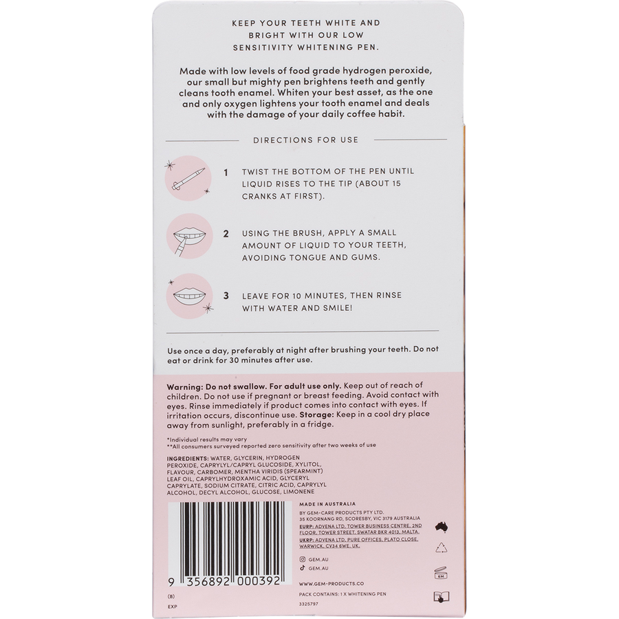 Gem Whitening Pen Coconut Mint